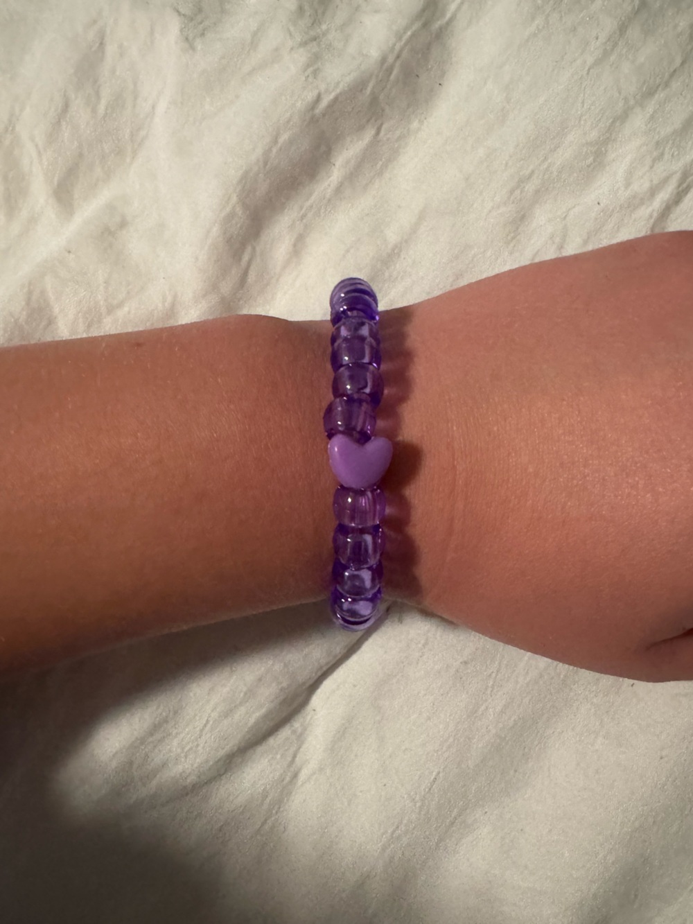 Purple Heart Beaded Stretch Bracelet